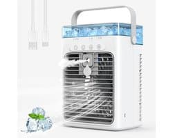 SNJY® Mobiele Airco Zonder Afvoer - Mobiele Airco voor Slaapkamer - Luchtkoeler - Aircooler - 2 Bevochtigingsniveaus - 3 Windsnelheden - 1L - Wit/Grijs