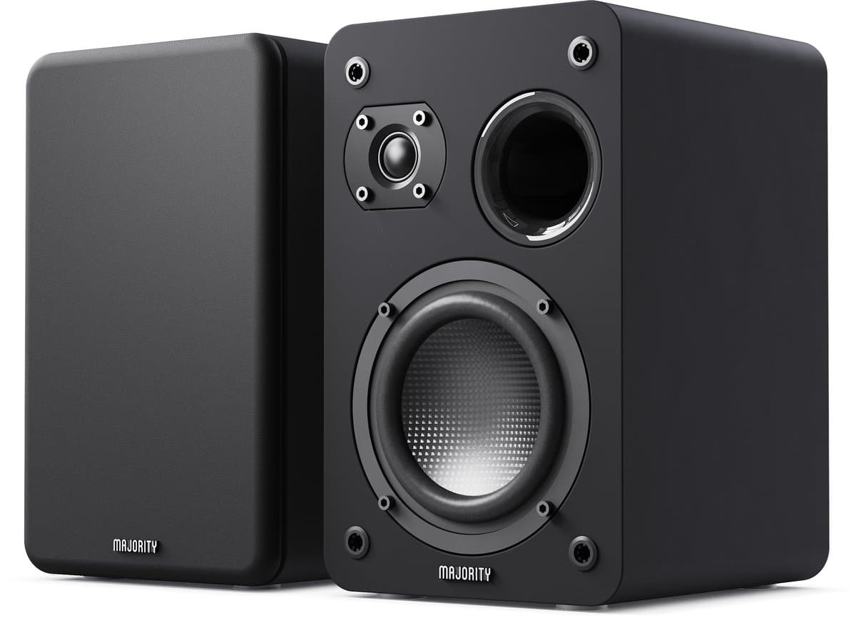 Majority D70X Passive Bookshelf Speakers - 60W RMS - Stereo - Ingebouwde Woofer en Tweeter - Zwart — afbeelding 1