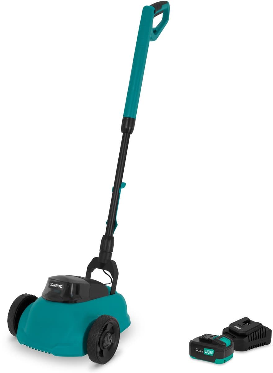 VONROC Mini Elektrische Grasmaaier 20V – 22 cm – Maaien en mulchen in één - Drie instelbare maaihoogtes: 30mm, 40mm, 50mm –- Incl. reinigingstool - Incl. 4.0Ah Accu en lader — afbeelding 1