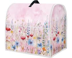 Mixerhoes Met Bloemenprint - Keukenmachine Cover - Keuken Organisatie - Met Opbergvakken - 43.5 x 27.5 x 37.5 cm - Roze