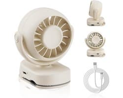 longziming -Draagbare Mini Ventilator - Clip Fan - Tafelventilator - 360 Grad Rotatie - Drie Snelheden - ABS Kunststof - Fluisterstil - Veelzijdig Gebruik - 1 Stuk