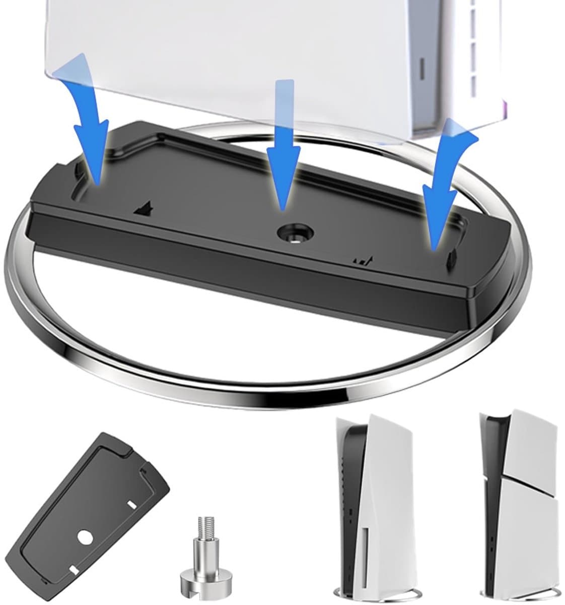 Verticale standaard voor PlayStation 5 Slim - TENZHVXI® - Inclusief schroeven - Eenvoudige installatie - Stabiel en antislip - Waterbestendig - Hoogwaardige constructie - Zwart — afbeelding 1