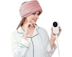 Head Massager with Heat, Head Scalp Massager Scalp Massage Instrument Rechargeable Massager, Electric Deep Tissue Kneading Massage Pillow for Shoulder, Leg, Body Muscle Pain Relief, Pink