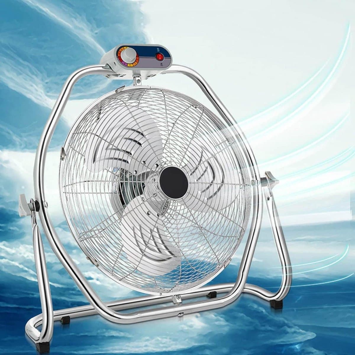 Industriële Vloerventilator - Hoge Snelheid - Ruimte Koeling - Instelbare Kantelkop - 16 inch - Zwart — afbeelding 1