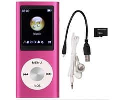 MP3 Speler - Bluetooth - Incl. 32GB SD Kaart - USB - Shuffle - Incl. Oordopjes - Voice recorder - Dictafoon - Draagbaar - Luidsprekers met verliesvrije geluidskwaliteit - Ideaal voor Sport, Kinderen en Volwassenen - roze