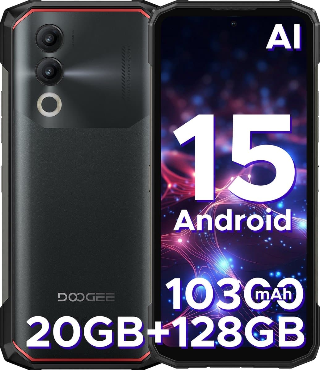 DOOGEE Blade 20 - Robuuste Smartphone - Outdoor Smartphone - 20GB RAM + 128GB - 10300mAh/18W - 6,56 inch 90Hz - 4G Dual SIM- Android 15 - IP68 - NFC- GPS - Face ID - Zwart — afbeelding 1