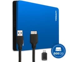 VisiQuality High-Speed Externe Harde Schijf 500 GB - Draagbare Harde Schijf USB 3.0/C - Voor Windows & Mac - Geschikt voor Gameconsoles - Compact - Met handleiding - Blauw