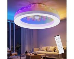 Plafondventilator met RGB Verlichting - Dimbaar - 6 Standen - Ventilator - Keuken Lamp - Woonkamer Lamp - Moderne Lamp - 48 W