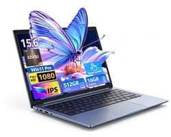 Ninkear 15.6" FHD IPS Touchscreen Laptop – 360° Flip 2-in-1 Convertible – AMD Ryzen 3 3200U – 16GB RAM – 512GB SSD – Windows 11 Pro – Dual-Band WiFi – Zilve