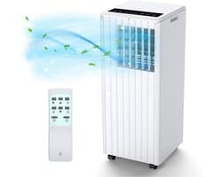 Mobiele airco 9000 BTU 3-in-1– Koelen, ontvochtigen (42L/dag), ventilator (2 standen) – Slaapmodus – 24U timer – Klasse A – Stil – Voor 25 m²
