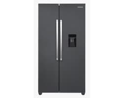 Heinner HSBS-HM439NFINVDGWDE++ American Side-by-Side Koelkast met Waterdispenser 439 L – Total No Frost – Super Freezing – Open-deur Alarm – Vingerafdrukbestendige Afwerking – Antracietgrijs – 5 Jaar Garantie