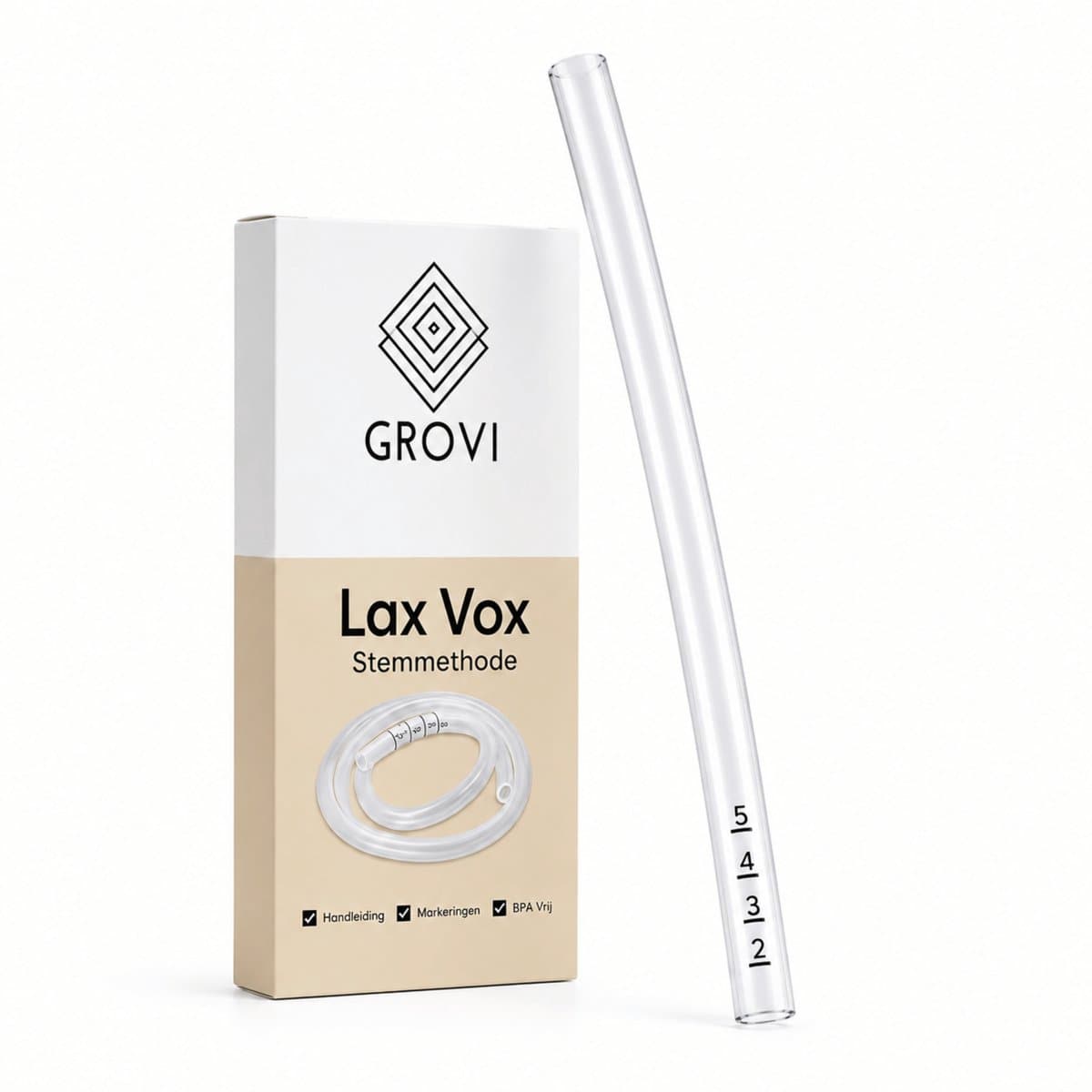 Grovi Bubbelrietje Lax Vox Stemmethode - Zangslang - Siliconen Slang - Bubbelen - Set - 35cm - Vaste Duidelijke Markeringen - Incl. Handleiding — afbeelding 1