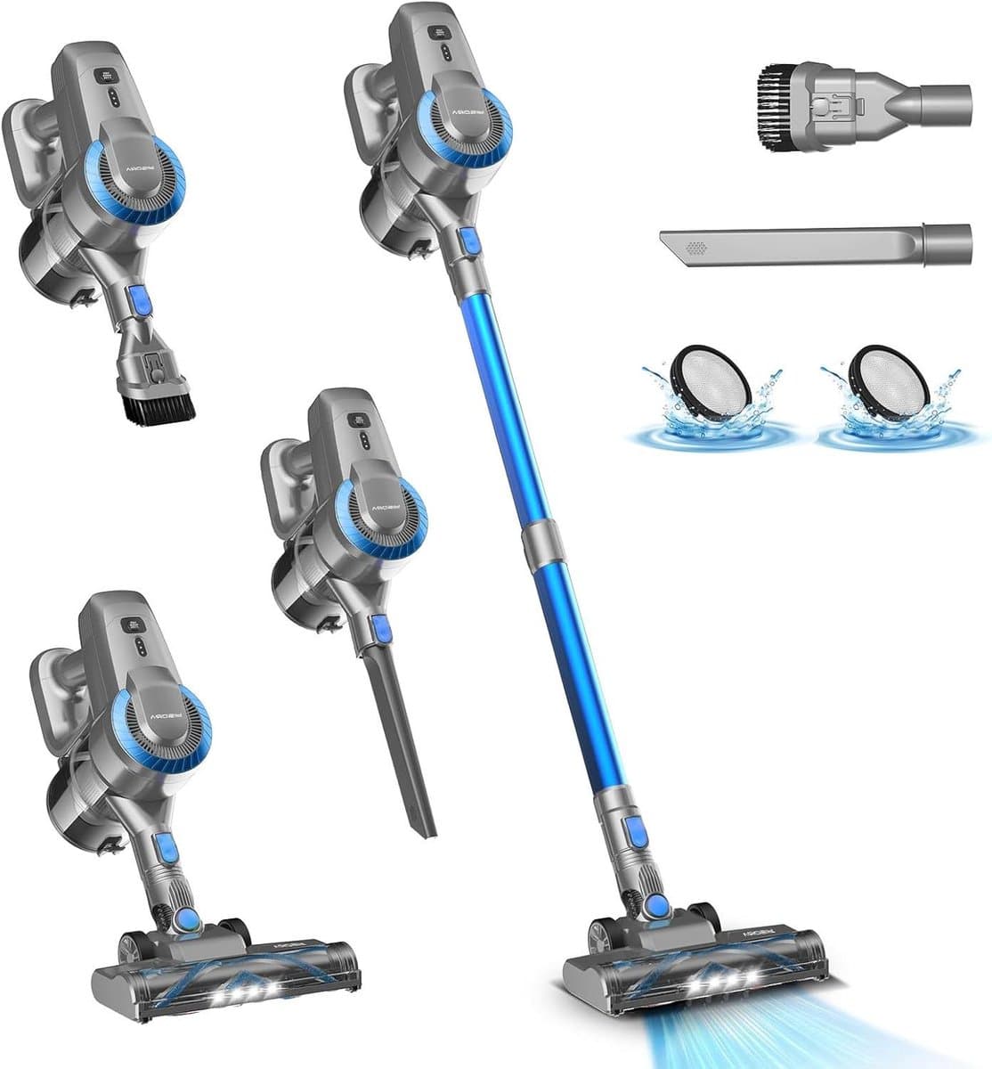 Accustofzuiger - Draadloze stofzuiger Steelstofzuiger - Huis reinigen - Anti-klitborstel Zelfstaand - 28000 Pa 55 min - Saffierblauw — afbeelding 1