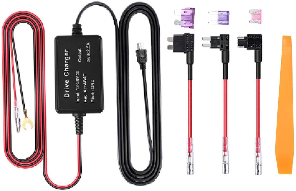 Allecto - Dash Cam Hardwire Kit - Mini USB Voeding Adapter - Compact formaat - Auto Camera - Betrouwbare voeding - Geschikt voor voertuigen - Zwart — afbeelding 1