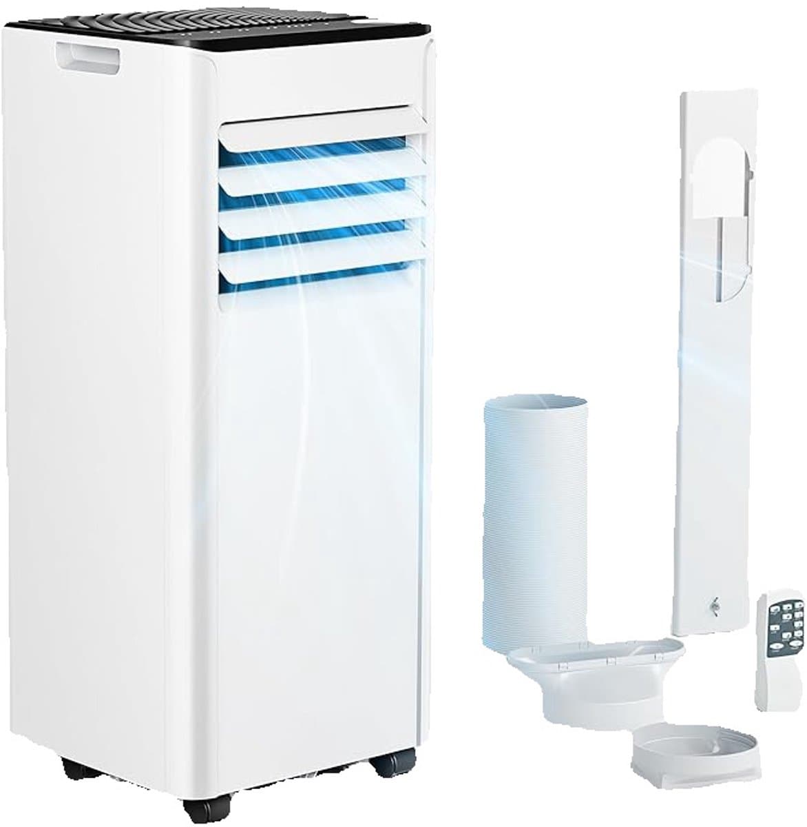Jently mobiele airco - airco - verkoelingstoestel - met afvoerslang - 7000 BTU koelvermogen - met afstandsbediening - energielabel A — afbeelding 1