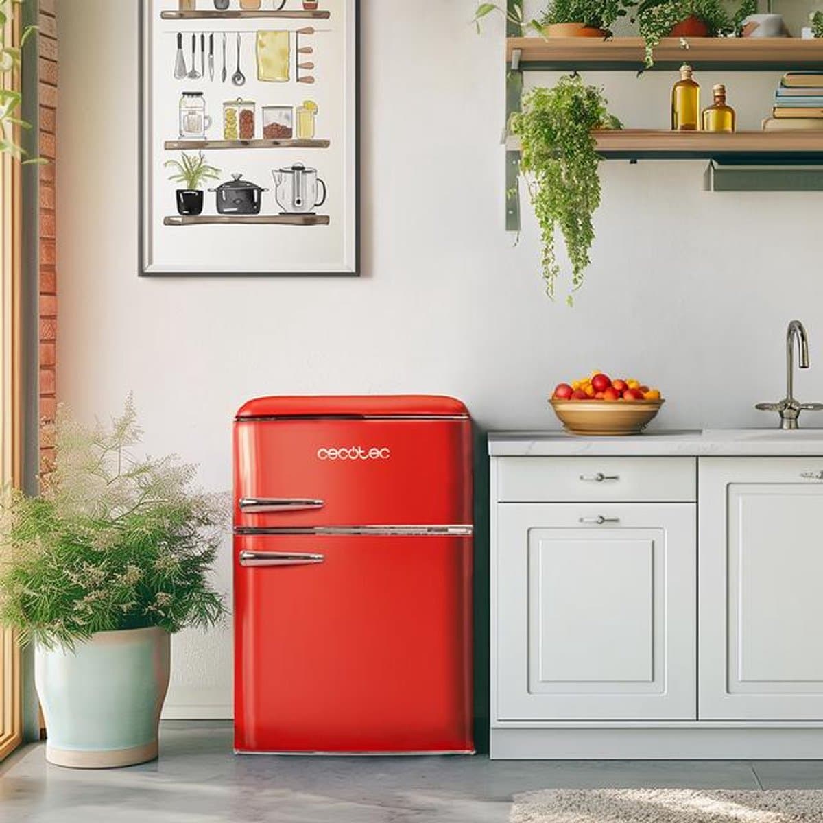 Cecotec 01895 koel-vriescombinatie Vrijstaand 86 l E Rood — afbeelding 1