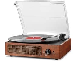 Platenspeler Bluetooth - CD Speler met Speakers - Vintage - Bruin