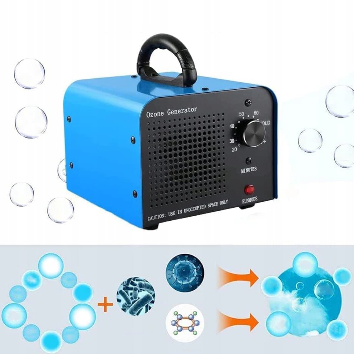 Ozon Generator - Luchtzuiveraar - huishoudelijke ozonluchtsterilisator - 60.000mg/uur - Voor Oppervlakken tot 200m² - Timer 0-60 Min - Draagbaar & Energiezuinig - Voor Huis, Auto & Kantoor — afbeelding 1