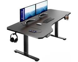 Casaria Zit Sta Bureau Elektrisch Verstelbaar 160x75cm Headset, Drankjes en Kabelhouder Zwart Gaming