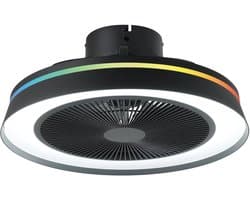 EGLO Vallonia Plafondventilator met lamp - Ø 48 cm - 3 snelheden - Instelbaar wit licht - RGB - Dimbaar - DC energy saving - Zwart