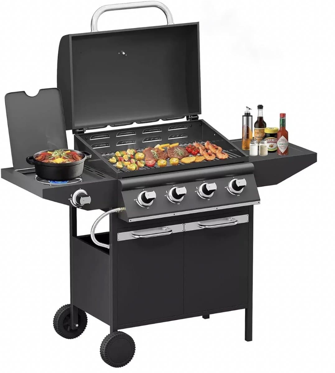 Betaalbare Gas BBQ 15KW - Buitenkeuken - Barbecue - 4+1 branders en zijbrander - Goede kwaliteit - Stevig - EU gecertificeerd - Zwart — afbeelding 1