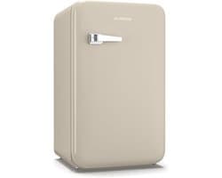 Klarstein Mini-Koelkast Audrey Evo 95L retro Mini koelkast - stil 40 dB, compact koelkast klein met verstelbare , omkeerbare deur, mechanisch Thermostaat, Creme, ideaal voor slaapkamer en kantoren - voor Hotelkamer voor Slaapkamer