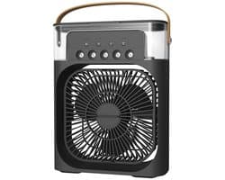 Draagbare Ventilator -met GRATS anti muggenlamp - Led Verlichting Luchtkoeler - Bevochtiger - Tafelmodel - Waterverneveling - Zwart