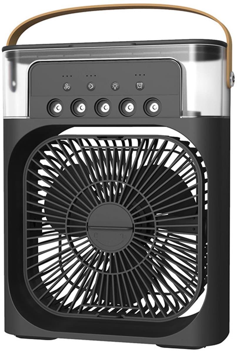 Draagbare Ventilator -met GRATS anti muggenlamp - Led Verlichting Luchtkoeler - Bevochtiger - Tafelmodel - Waterverneveling - Zwart — afbeelding 1