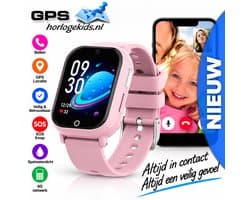 GPSHorlogeKids© - smartwatch kinderen - GPS horloge kind – kleinste model 2025 – kinder smartwatch - 4G videobellen - spatwaterdicht - SOS alarm - incl. SIM - PAX Roze