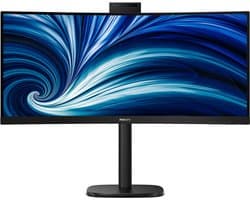 Philips 34B2U3600CH - 34 inch Ultrawide Curved QHD Business Monitor - USB-C 90W - RJ45 - Webcam - 120Hz - 5 jaar garantie