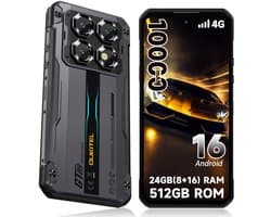 OUKITEL WP60 Rugged Smartphone - 4G LET - 24GB RAM - 512GB ROM - 7,2 inch 120Hz - 10000mAh 33W - 108MP Camera - Dual SIM - Android 15 - NFC GPS - Zwart