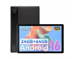 10.1 inch Tablets - Android 16 Tablet - 24(3+21)GB RAM/64GB ROM– 6000mAh - Wifi 6 - Zwart