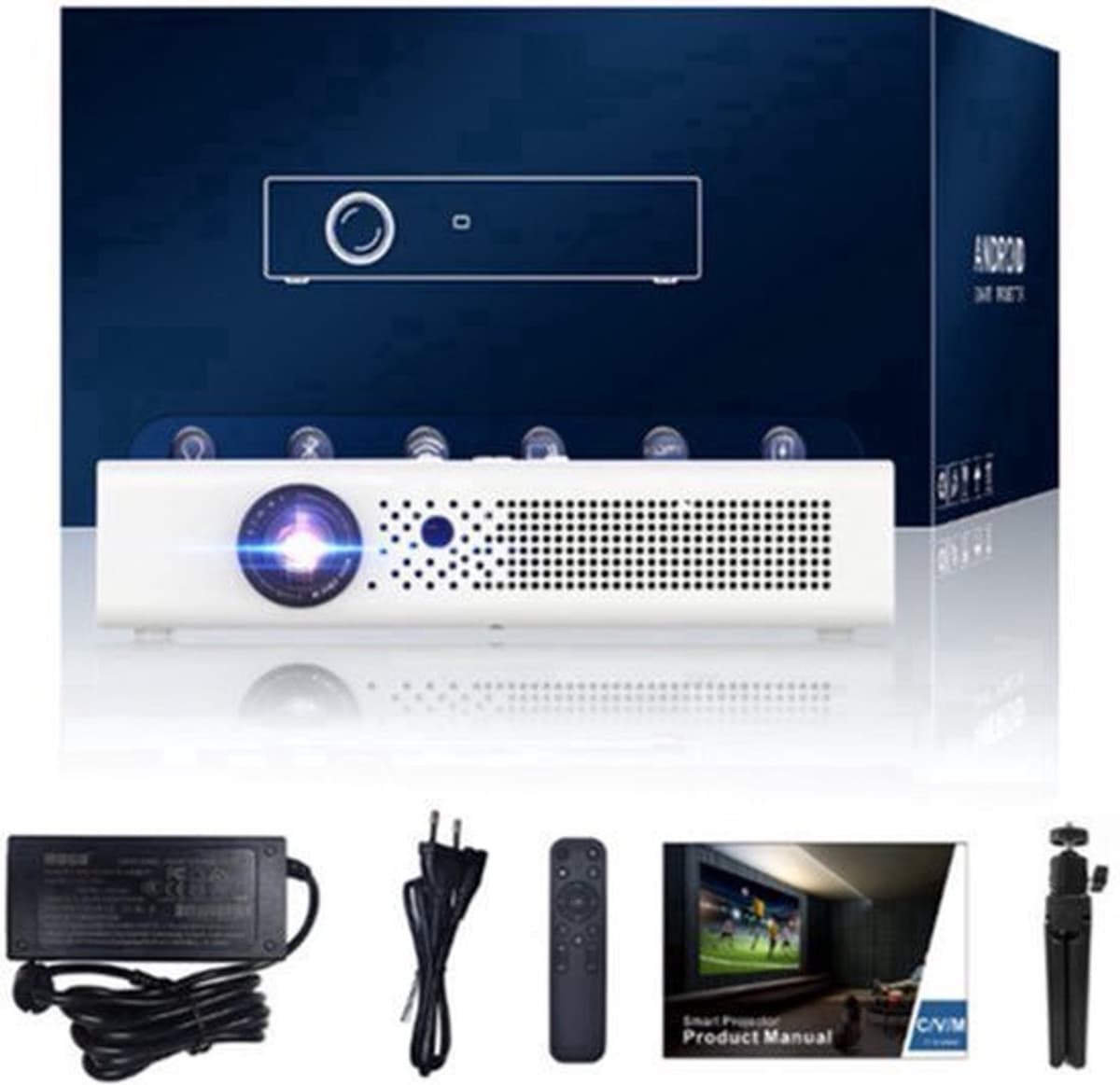 Beamer 600 ANSI Lumen - Android 9.0 Smart Projector - 1080p Resolutie - LED Lichtbron - Voor Thuisbioscoop En Presentatie — afbeelding 1