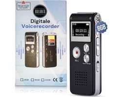 Bailanta® Voice Recorder 8GB - Afluisterapparatuur - Digitale Voicerecorder - Spraakgestuurd Opnemen - HD Microfoon - Nederlandse Handleiding - MP3 Speler - Dictafoon
