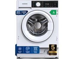Heinner HWM-BI914IVA+++ Inbouwwasmachine 9 kg – 1400 tpm – Inverter Motor – Energieklasse A – 15 Programma’s met Stoomfunctie – Trommelreiniging – Wit – 5 Jaar Garantie