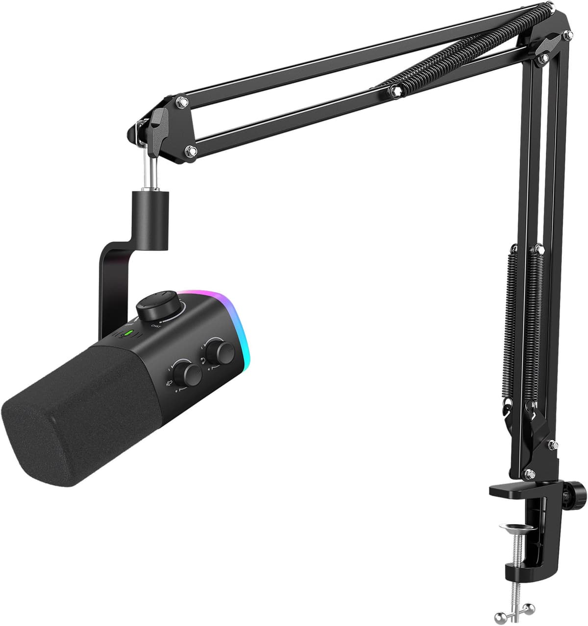 FIFINE AM9T - USB / XLR Studio microfoon - PC-Gaming Met Flexibele Arm ( 66cm! ) - Geschikt voor PC/PS4/PS5 - RGB - Podcast - Gaming - Streaming - Zwart — afbeelding 1
