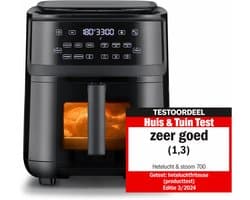 Airfryer met Stoomfunctie - 7 Liter - 1700 W - 10 Kookprogramma’s - 3-in-1 Bereiding - Touchscreen - Kijkvenster - Vaatwasserbestendige Onderdelen - Zwart