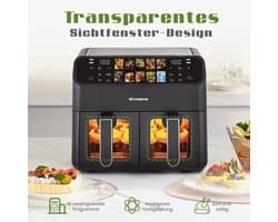 Heteluchtfriteuse Dubbele Korf - 9L Inhoud - 2000 W Vermogen - LED Touch Display - Olievrij Koken