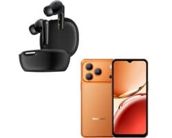 Blackview WAVE 7C Smartphone - 4G Telefoon Android 16 - 16GB+64GB - Oranje + Blackview AirBuds 17 - Draadloze Koptelefoon Bluetooth 6.0 - Zwart