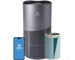 Vibrix PureFlow70 Pro Luchtreiniger / Air Purifier – HEPA + koolstoffilter – 468 m³/u – Voor kamers tot 70 m² – Ionisator – App-bediening – Zeer stil met slaapstand – Luchtkwaliteitindicator