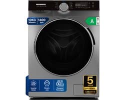 Heinner HWM-M1014IVKSA++ Wasmachine 10 kg – Inverter Motor – 1400 tpm – 14 Programma’s – Stoomfunctie – Energieklasse A – Touchbediening – Zilver – 5 Jaar Garantie