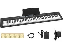 VEVOR Digitale Piano 88 Toetsen, Semi-Gewogen, Elektrisch Keyboard, Geschikt voor Beginners en Gevorderden, 128 Klanken en Ritmes, HiFi Stereoluidsprekers, Pedaal, Lessenaar, USB/MIDI