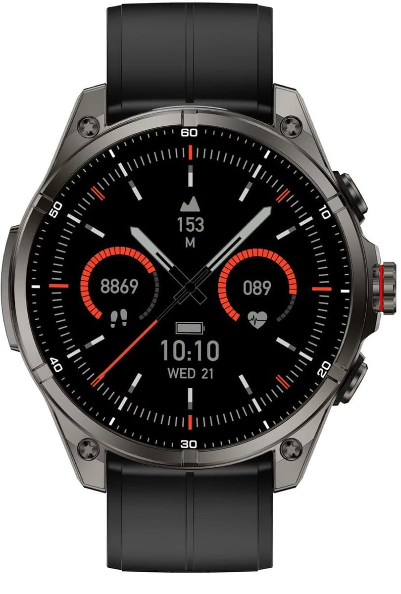 Royal Empire GPS Smartwatch Heren – 1.43" AMOLED – Belfunctie & App-meldingen – 5ATM Waterdicht – Hartslag, SpO2, Stappenteller – 200+ Sportmodi – RVS + TPU Band – Zwart — afbeelding 1