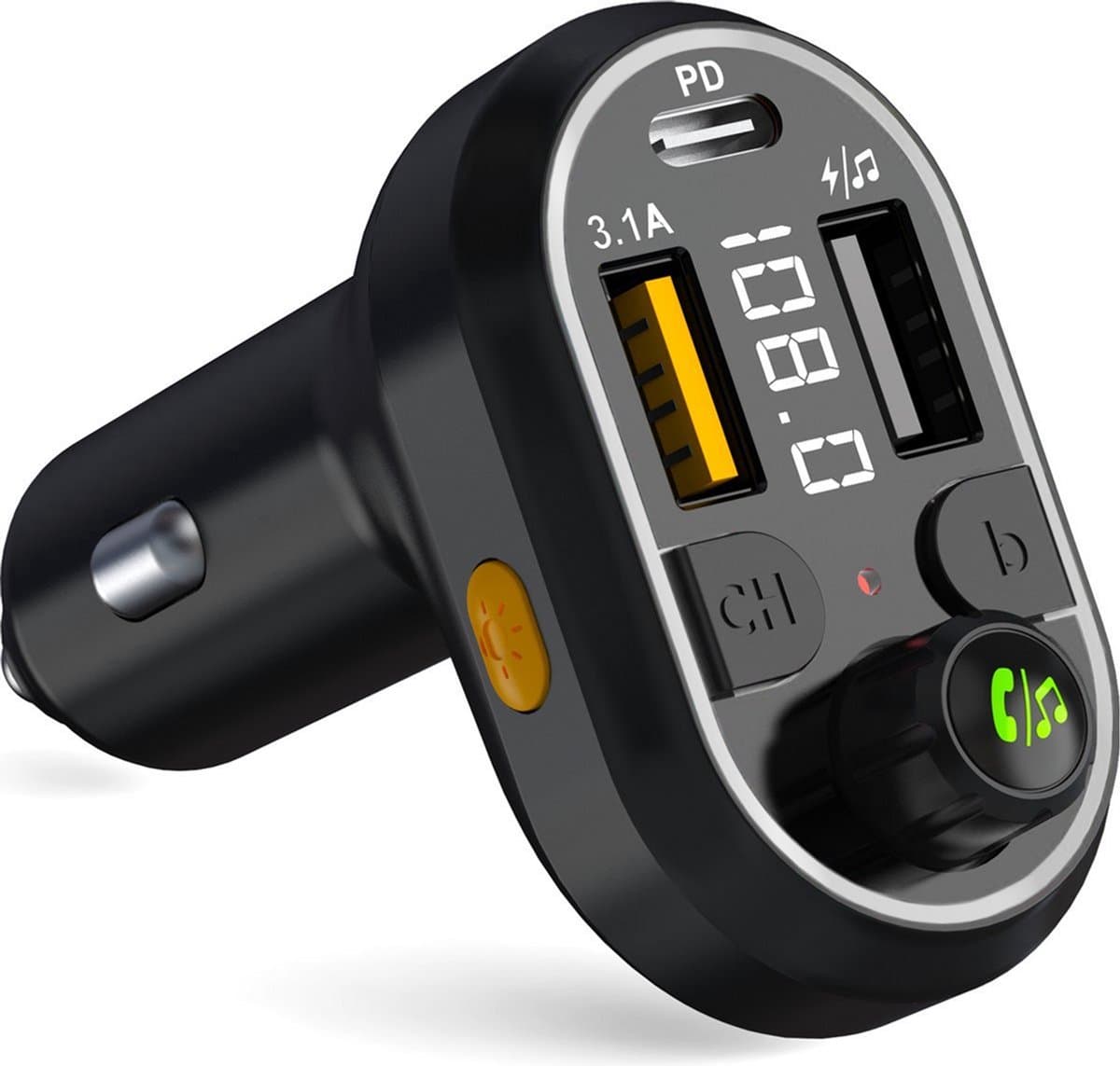 Serve Bluetooth Receiver Auto - FM Transmitter - Plug&Play Muziek Afspelen in de Auto - Carkit - 25W Supersnel Opladen - Autolader USB-C Snellader — afbeelding 1