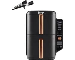 Ninja Double Stack XL Airfryer (SL400EUCP) – 9,5L – Verticale Airfryer met 2 Lades & 4 Bereidingsniveaus – Ruimtebesparend – 6 Functies – Incl. Tang – 8 Porties