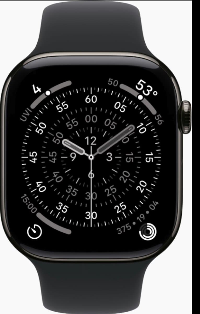 APPLE Watch Series 11 GPS + Cellular - 42mm Titanium Case - Black Sport Band S/M Smartwatch Slate — afbeelding 1