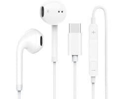 Ariqo Oortjes met Draad en Microfoon - Headphones - Earphone Kids - USB C - Volume Control - Simpel Design - Wit