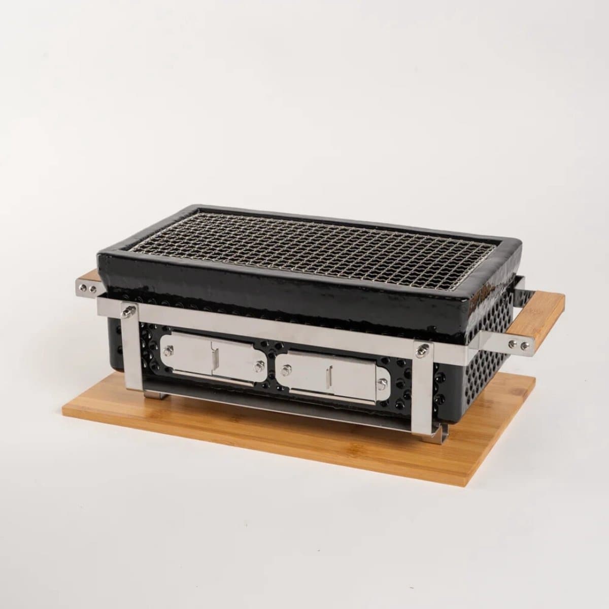 LIVIN' Rechthoekige Shichirin BBQ - Barbecue - Tafelgrill - Hibachi - Japanse BBQ Grill - Keramische Japanese Yakitori Grill - Geschikt Voor Binchotan Houtskool - 2 t/m 6 Personen - Grilldoorsnede 35,5 cm x 17,5 cm — afbeelding 1