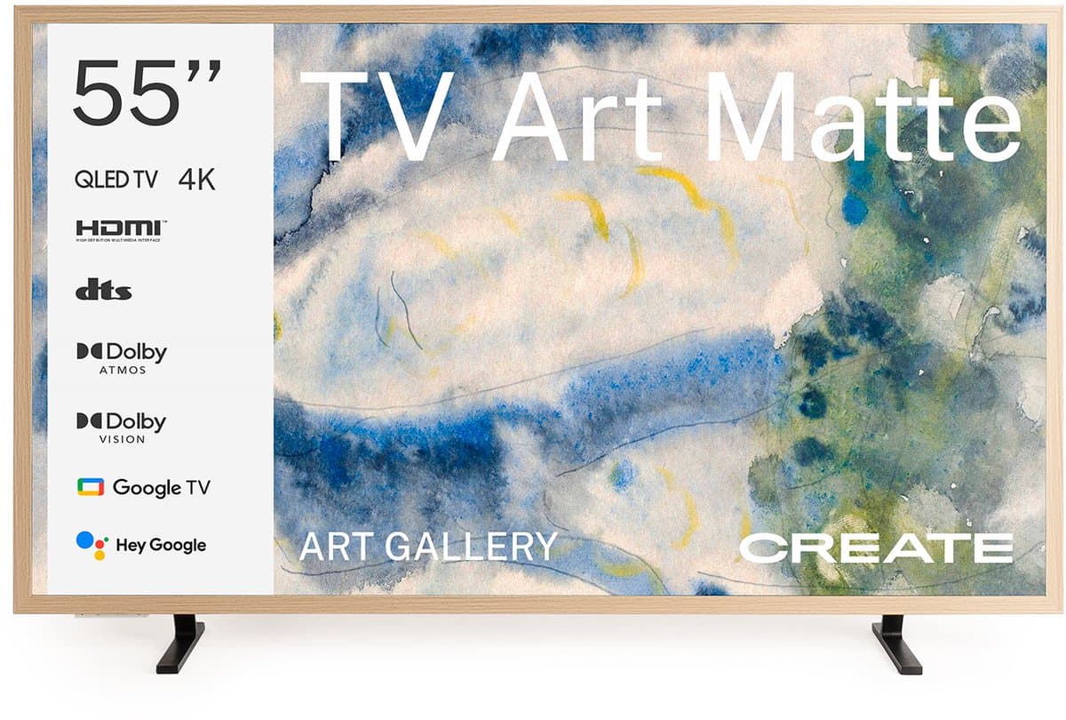 CREATE - QLED 4K 55" Smart TV met antireflectiescherm en kunstgalerij, Licht hout en donker hout framepakket - TV ART MATTE — afbeelding 1