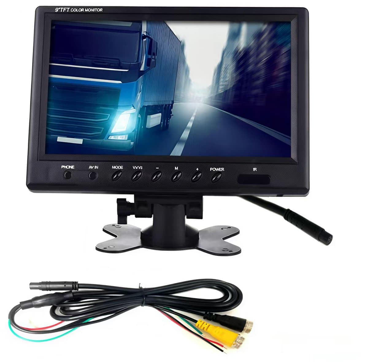 9 inch tafelmodel LCD-achteruitrijmonitor voor vrachtwagens, bussen, campers, aanhangwagens en graafmachines met 12V-24V-voeding — afbeelding 1